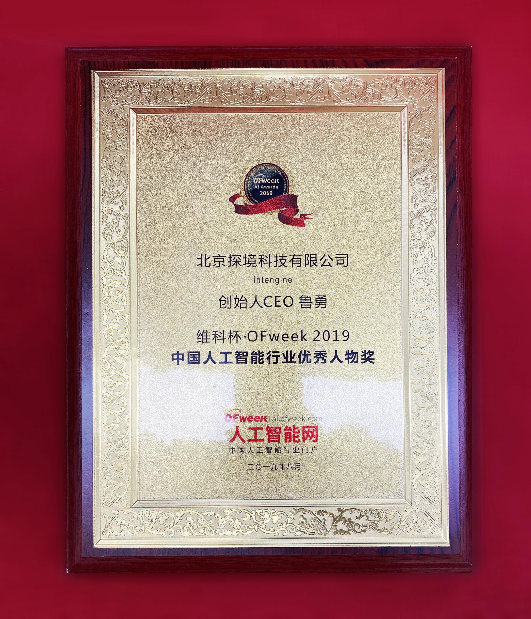 2019年維科杯中國人工智能行業優秀人物